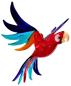 Preview: Hängevogel, Papagei (rot-gelb-hellblau-dunkelblau)